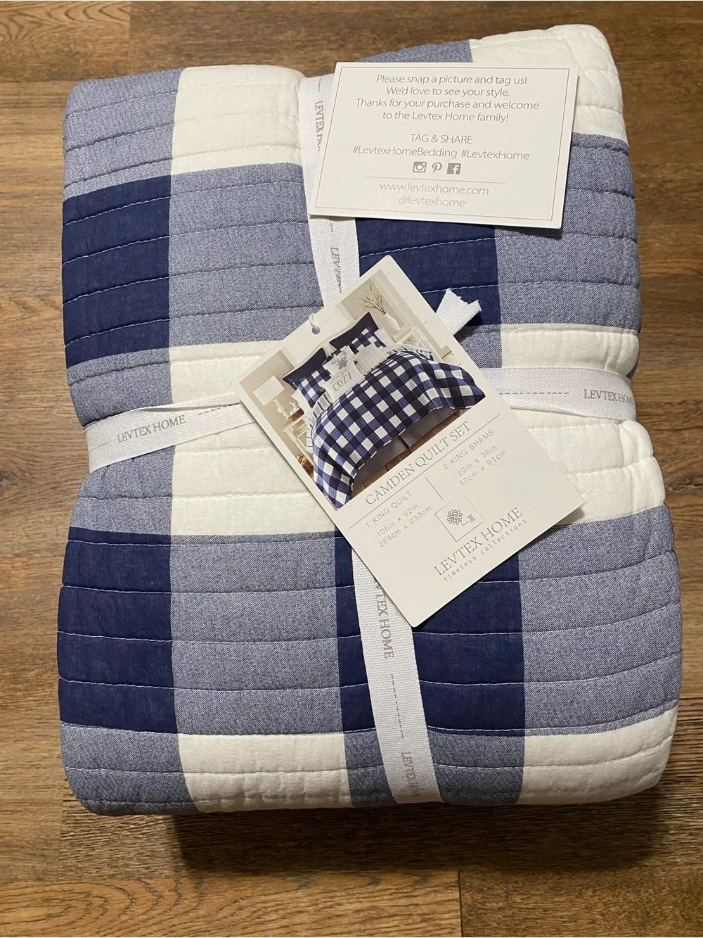 Levtex Camden King Quilt Set - Navy & White 106x92